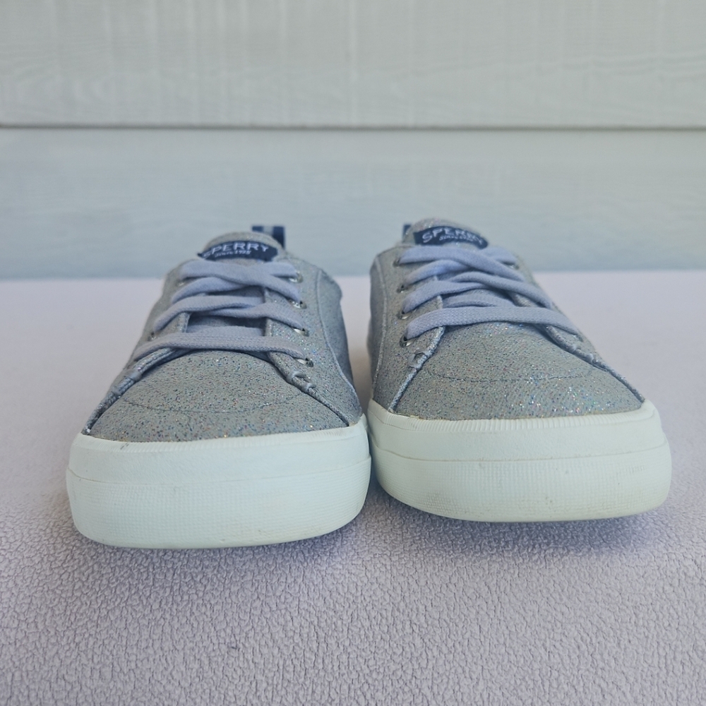Sperry Top-Sider Crest Vibe Sneaker Women SZ 8.5 Grey Canvas Sparkle Low Boat - Picture 6 of 12